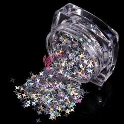 Decor pentru unghii NADP046AA Paiete cu stelute PS001 Argintii cu Reflexii de 3mm